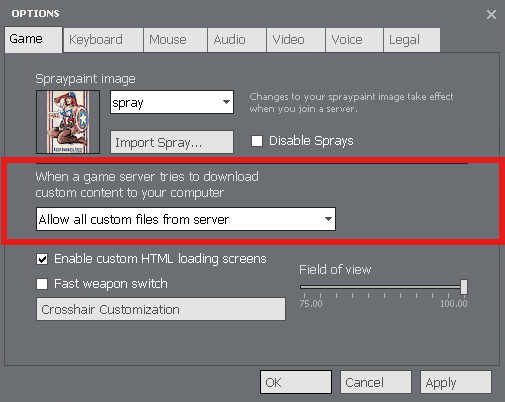Content pack settings